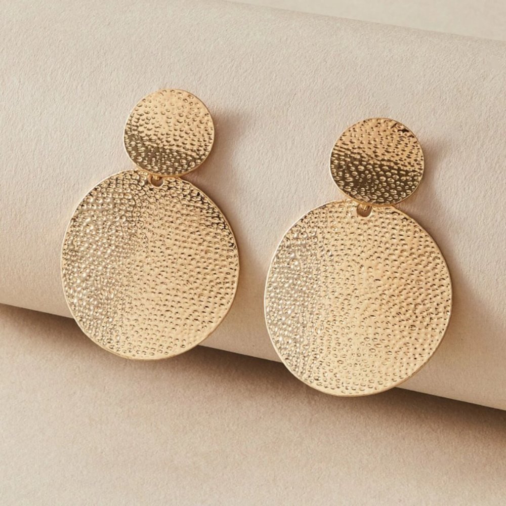 Golden Statement Earrings Textured
